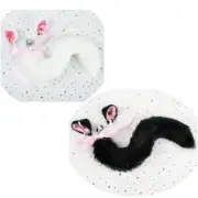Black White Cute Kitten Ears Faux Fox Tail Ana Butt Plug Cosplay Bdsm fur,stainl