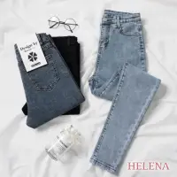 在飛比找momo購物網優惠-【HELENA】高腰彈力窄管牛仔長褲(鉛筆褲 牛仔褲 高彈 