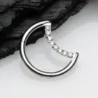 Implant Grade Titanium Crescent Moon Sparkle Seamless Clicker Hoop Ring