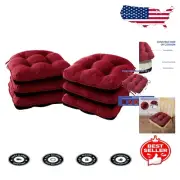 Comfortable Red Memory Foam Chair Cushions - Set of 6, 15.5" x 15.5" Dimensions