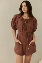 Through The Trees Playsuit Brown