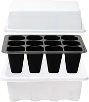 Leona Co 10 Sets Seed Trays 120 Cells Seedling Starter Tray Garden Plant Germination Kit Seed Starting Tray with Humidity Dome, Hand Tool Kits for Indoor Hydroponic Plants Growing