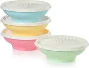[Tupperware] Heritage Collection, New 4 Cereal Bowl with Lids Set in Vintage Colors, Dishwasher Safe and BPA Free (4 containers, 4 lids)