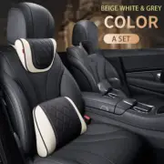 Car Leather Headrest Rest Pillow Back Cushion Neck Waist Supports Lumbar Pillows