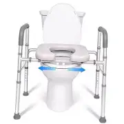 Raised Toilet Seat with Handles, Width and Height Adjustable Raised Toilet