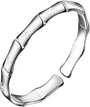 Retro Bracelet925Sterling Silver Bangle Women 925 Silver Bracelet Hand Carve Bamboo Cuff Bangle Vintage Bracelet Ladies Silver Jewellery Birthday Gifts F