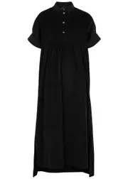 Foemina Berry Corduroy Midi Shirt Dress - Black - 10 (UK10 / S) 10 (UK10 / S)