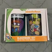 2017 Viacom Nickelodeon Rugrats Set of 2 Glassware Set 16 oz. Drinking Glasses