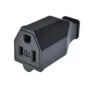 Female Extension Cord End Black Shell Grounding Plug