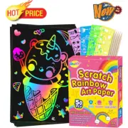 Rainbow Scratch Paper Sets: 60pcs Magic Art Craft Scratch Off Papers Supplies