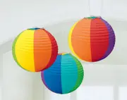 Rainbow Round Paper Lanterns 3 Pack