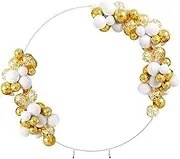 2M Wedding Arch Circle Backdrop Stand for Ceremony - Round Balloon Arch Frame for Party Decoration (White)