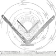 RAUMPA Razor Wire Fencing Mount V Bracket 4 Pc, Galvanized Barbed Wire Wall Fence Topper Mounting Extension Arm Brackets Shelf Kit Shelves, Anti - Theft Wire Fence Net Holder