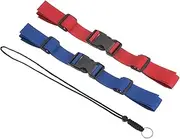 uxcell Backpack Chest Strap Set, 2 Pack Polyester Webbing Adjustable Replacement Strap with Quick-Release Buckle & Anti-lost Lanyard for Bag Outdoor Hiking Cycling, Blue/Red