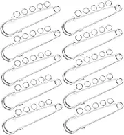 Sewroro 10Pcs Safety Pins for DIY Crafts Brooch Pins with Holes for Blanket for Clothes for Accessories