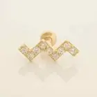 14K REAL Solid Gold Zig Zag CZ Climber Piercing Helix Cartilage Earring Stud 16G