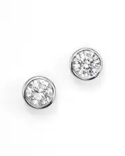 Diamond Bezel Set Stud Earrings in 14K White Gold, 0.33 ct. t. w.