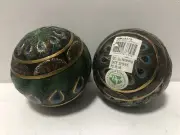 PAIR OF PEACOCK FEATHER BALLS BOWL FILLER