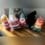 Vintage 1980's Character Christmas Candles set of 4 Santa Elf Angel