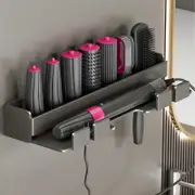 Hair Dryer Holder Wall No Drilling Stainless Steel Hair Dryer Holder for Styler Curling Iron Accessories, Storage Holder for Dyson Airwrap (Black)