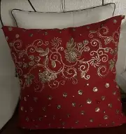 Red Sequins Jeweled Throw pillows