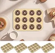 12 Cavity Donut Pan, Carbon Steel Donut Baking Pan, Doughnut Pan, Easy Release Doughnut Mold, Nonstick Donut Tray, Heat Resistant Baking Mold, Reusable Donut Baking Tray for Baking