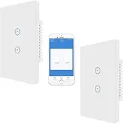 [UseeLink] Smart Light Switch, WiFi Light Switch, Touch Smart Wall Switch, Touch Panel Light Switch, Compatible with Alexa/Googlee, Requires Neutral Wire (2Way 2 Pack)