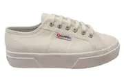 Superga Womens 2740 Platform Tumbled Leather Lace Up Shoes