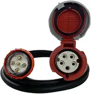 32A 5 Pin Straight Plug to 5 Pin 32A CEEform Three Phase Socket, Heavy Duty Adapter Extension Lead (5m)