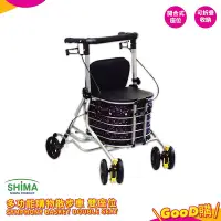 在飛比找Yahoo!奇摩拍賣優惠-買菜車『SHIMA日本』多功能購物散步車 雙座位 銀髮推車 