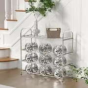 Expandable Shoe Rack, Stainless Steel Shoe Shelf, Strong Weight Capacity Shoes Organizer, Easy to Install and Saving Space Standing Shelf with Sturdy Frame (4 Tier)