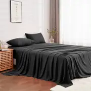 LINENOVA Pre Washed Microfiber Sheet Set - Double,Black