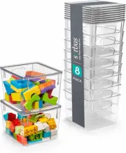 Medium Clear Plastic Storage Bins with Lids, Clear Stackable Storage Bins, Clear