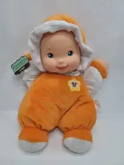 Baby's First Minky Soft Plush Doll Lovey Rattle Orange 11.5" Goldberger Toy New