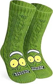 [RICK AND MORTY] Funny Men's Socks Cuddly Socks with ABS Non-Slip Nubs and Sherpa Fleece