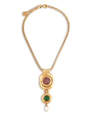 Ben Amun Mixed Color Stone & Glass Pearl Statement Pendant Necklace, 17