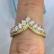 1.26Ct Round Cut Real Moissanite Curved Band Ring 14K Yellow Gold Plated Silver
