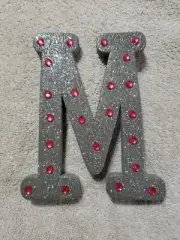 Stick to wall, Teaching or crafts Foam Diy Silver Glitter Letter M Class decor