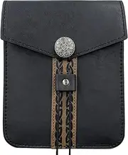 [HiiFeuer] Vintage Medieval Faux Leather Belt Bag, Retro Middle Ages Belt Pouch Waist bag, Portable Side Pack For LARP Ren Faire, Black A, Medieval