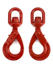 Grade 80 Drop Forged Steel Swivel Self-Locking Hook, 2 Pack Safety Hook, 7100Lb