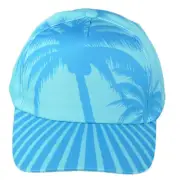 American Crown Palm Trees Hawaiian Lines Sky Blue Curved Bill Adjustable Hat Cap