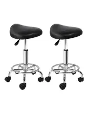 [Artiss] Saddle Salon Stool x2 in Black