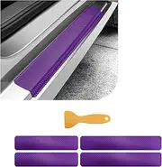 Dickno 4 PCS Car Door Sill Protector, 3D Carbon Fiber Auto Door Entry Edge Guard Protection Trim, Anti-Scratch Threshold Cover Strips, Sill Protection Sticker for Car SUV Truck (Purple)