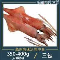 在飛比找PChome24h購物優惠-【北海漁鋪】船內急速活凍透抽350-400g(2~3尾)*3