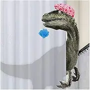 HARLUE Funny Dinosaur Shower Curtain Bathroom Curtain with Hook Cartoon Bathing Dinosaur Fabric Shower Curtain for Children