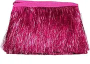 10 Yards 6 Inch Wide Metallic Fringe Trim Tinsel Fringe Tinsel Trim DIY Latin Dance Costume Clothing Accessories Shiny Tassel Lace Fringe Trimming Dance Tassels Trim (Pink)