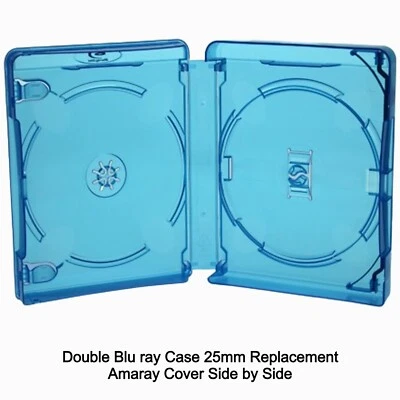 100 x Double 2 Way Blu ray Case 25mm Spine Replacement Amaray Cover Side by Side