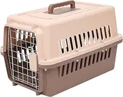 Ｂｅｓｇａ Portable Cat Dog Cage Packing Box Pet Supplies Kennel Bag Handbag Hard Sided Travel Carrier for Kittens Rabbits Sightseeing Hiking Traveling, Brown Size S