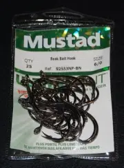 25 Pack Mustad Ultra Point 92553NPBN-60 Black Nickel Octopus Beak Hooks Size 6/0