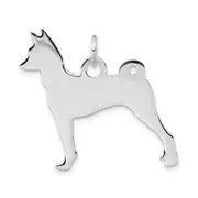 Sterling Silver Polished Engraveable Small Basenji Disc Charm
